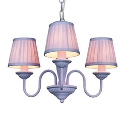 4250427892252 - Barock Pendelleuchte mit Plissee-Schirm 3-Flammig Lila Leuchte Lampe