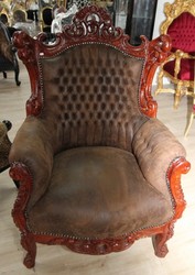 4250427898995 - Barock Sessel Al Capone Braun Lederoptik   Braun