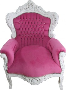 4250427899497 - Barock Sessel Rosa WeiÃ mit Bling Bling Glitzersteinen - Limited Edition