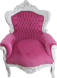 4250427899497 - Barock Sessel Rosa WeiÃ mit Bling Bling Glitzersteinen - Limited Edition