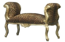 4250427849201 - Barock Schemel Hocker Leopard   Gold - Sitzbank