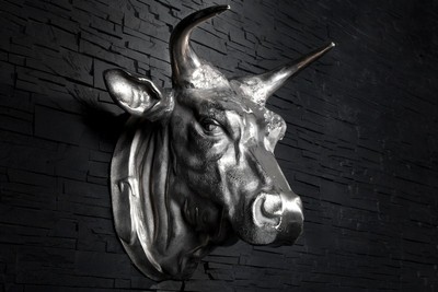 4250828300554 - Designer Stierkopf Torero HÃ¶he 53 cm Breite 63 cm Tiefe 53 cm edle Skulptur aus Aluminium vernickelt - Edel & Prunkvoll
