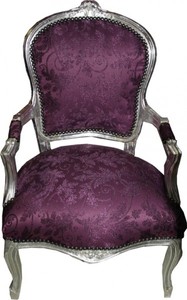 4250828301285 - Barock Salon Stuhl Lila Muster   Silber - Antik Stil MÃ¶bel