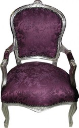 4250828301285 - Barock Salon Stuhl Lila Muster   Silber - Antik Stil MÃ¶bel