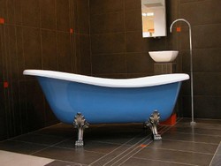 4250828302633 - Freistehende Luxus Badewanne Jugendstil Roma Hellblau WeiÃ Chrome 1470mm - Barock Antik Badezimmer