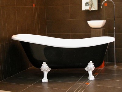 4250828302671 - Freistehende Luxus Badewanne Jugendstil Roma Schwarz WeiÃ WeiÃ 1470mm - Barock Antik Badezimmer