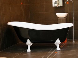 4250828302671 - Freistehende Luxus Badewanne Jugendstil Roma Schwarz WeiÃ WeiÃ 1470mm - Barock Antik Badezimmer