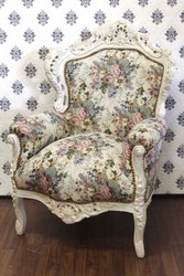 4250828303029 - Barock Sessel King Blumenmuster   Creme