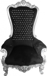 4250828309748 - Barock Thron Sessel Majestic Schwarz Silber mit Bling Bling Glitzersteinen - Riesensessel -Thron Stuhl Tron 4250828309748 - Barock Thron Sessel Majestic Schwarz Silber mit Bling Bling Glitzersteinen - Riesensessel -Thron Stuhl Tron