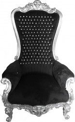 4250828309748 - Barock Thron Sessel Majestic Schwarz Silber mit Bling Bling Glitzersteinen - Riesensessel -Thron Stuhl Tron 4250828309748 - Barock Thron Sessel Majestic Schwarz Silber mit Bling Bling Glitzersteinen - Riesensessel -Thron Stuhl Tron