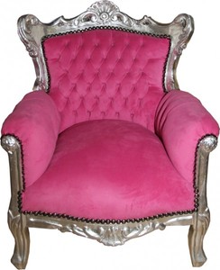 4250828310386 - Barock Kinder Sessel   Thron Rosa Silber