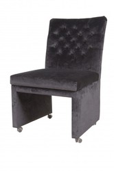 4250828312892 - Designer Esszimmer Stuhl   Sessel ModEF 320 Schwarz Samt - Hoteleinrichtung - Sessel auf Rollen