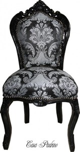 4252006254819 - Barock Esszimmer Stuhl Paisley Muster Schwarz   Schwarz - Antik Stil MÃ¶bel