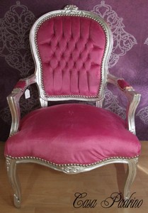 4250828318672 - Barock Salon Stuhl Rosa Silber - Barock Antik Stil MÃ¶bel