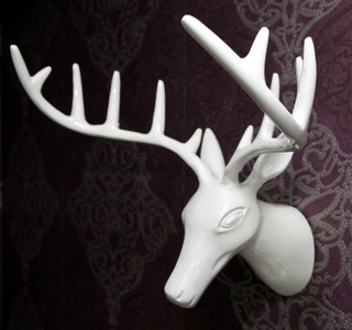 4250828319846 - Designer Geweih Aluminium WeiÃ Hirsch Massiv & Schwer Alu Dekoration Wandgeweih Wandfigur Wanddekoration