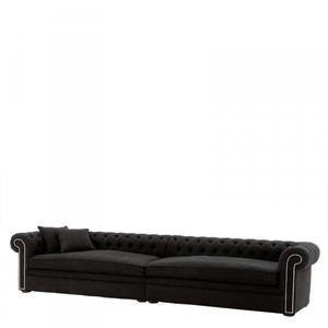 4250828319914 - Riesiges Chesterfield Luxus Sofa Schwarz Leinen 380cm LÃ¤nge