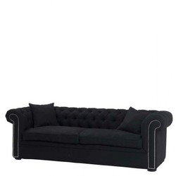4250828319921 - Chesterfield Luxus Sofa Schwarz Leinen 240cm LÃ¤nge - MÃ¶bel