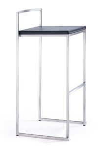 4250828323546 - Designer Barstuhl Eckig Kunstleder Schwarz Barhocker stapelbar