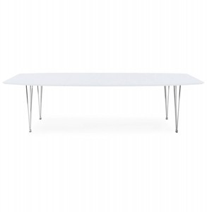 4250828323614 - Designer Konferenztisch WeiÃ   Chrom Ausziehbar 170-270 cm - Designer Tisch Esstisch