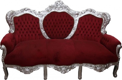 4250828324949 - Barock Sofa Garnitur King Bordeaux Silber - MÃ¶bel Antik Stil