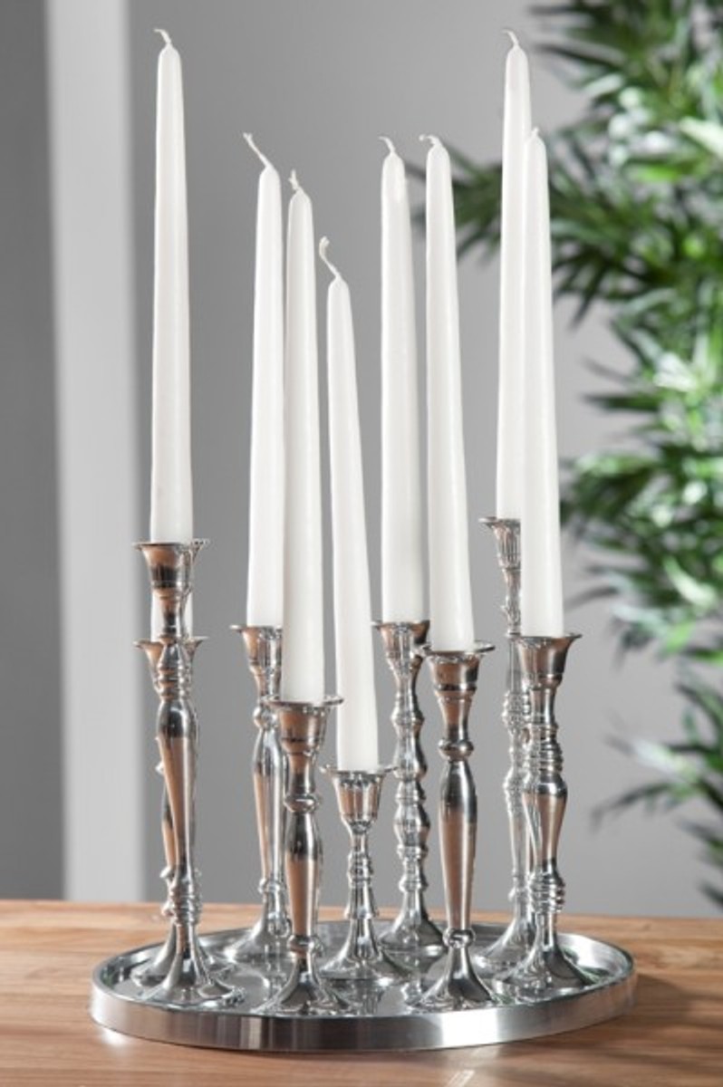 Designer Kerzenhalter aus poliertem Aluminium, 9-flammig - Shine Classic -  Kerzenleuchter | Casa Padrino