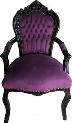 4250828329197 - Barock Esszimmer Stuhl mit Armlehnen Lila Schwarz 4250828329197 - Barock Esszimmer Stuhl mit Armlehnen Lila Schwarz