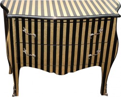 4250828329203 - Barock Kommode Streifen Holzfurnier   Schwarz - LuxusausfÃ¼hrung - Handgefertigt aus Massivholz