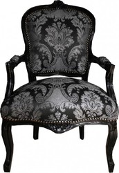 4250828329425 - Barock Salon Stuhl Schwarz Muster Schwarz - Antik Stil Möbel 4250828329425 - Barock Salon Stuhl Schwarz Muster Schwarz - Antik Stil Möbel