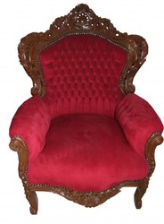 4250828349430 - Barock Sessel King Bordeaux Braun Lackiert 4250828349430 - Barock Sessel King Bordeaux Braun Lackiert