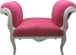 4250828331428 - Barock Schemel Hocker Rosa   WeiÃ - Sitzbank