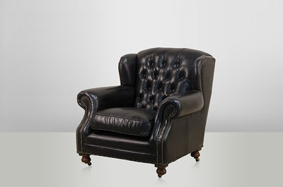 4250828332203 - Chesterfield Luxus Echt Leder Ohrensessel Adringley Vintage Leder von Ebony - Club Sessel