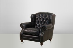 4250828332203 - Chesterfield Luxus Echt Leder Ohrensessel Adringley Vintage Leder von Ebony - Club Sessel