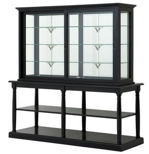 4250828332241 - Luxus Glasvitrine mit Ablage Ladeneinrichtung Shop & Hotel MÃ¶bel Nortbrook - Luxus Kategorie - Eichenholz - Black Antique Finish - Schrank Vitrine