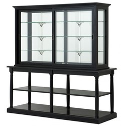 4250828332241 - Luxus Glasvitrine mit Ablage Ladeneinrichtung Shop & Hotel MÃ¶bel Nortbrook - Luxus Kategorie - Eichenholz - Black Antique Finish - Schrank Vitrine