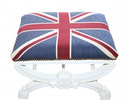4250828333767 - Barock Sitzhocker Kreuzhocker Union Jack Weiß 4250828333767 - Barock Sitzhocker Kreuzhocker Union Jack Weiß