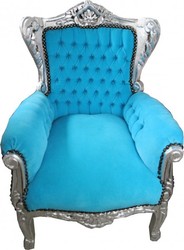 4250828335105 - Barock Kinder Sessel Türkis Silber 4250828335105 - Barock Kinder Sessel Türkis Silber