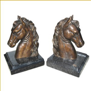 4250828335495 - Luxus BÃ¼cherstÃ¼tzen Pferdekopf Horse Head II aus Bronze auf Marmorsockel - BÃ¼cherstÃ¼tze - Book End