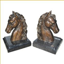 4250828335495 - Luxus BÃ¼cherstÃ¼tzen Pferdekopf Horse Head II aus Bronze auf Marmorsockel - BÃ¼cherstÃ¼tze - Book End