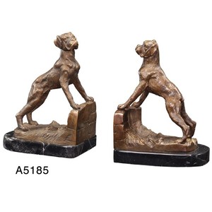 4250828335501 - Luxus BÃ¼cherstÃ¼tzen Boxer Hunde aus Bronze auf Marmorsockel - BÃ¼cherstÃ¼tze - Book End