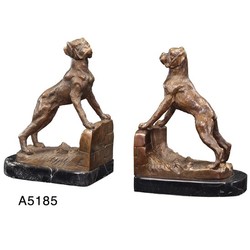 4250828335501 - Luxus BÃ¼cherstÃ¼tzen Boxer Hunde aus Bronze auf Marmorsockel - BÃ¼cherstÃ¼tze - Book End