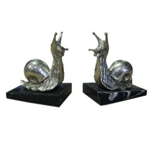 4250828335525 - Luxus BÃ¼cherstÃ¼tzen Art Deco Schnecken aus Bronze auf Marmorsockel - BÃ¼cherstÃ¼tze - Book End