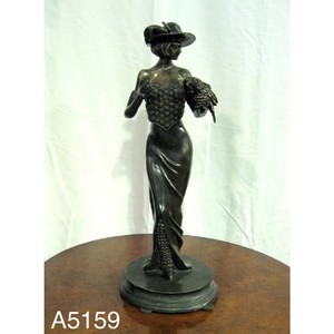4250828335587 - Luxus Bronzefigur Elegante Frau mit Papagei - Bronze Figur BÃ¼ste