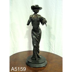 4250828335587 - Luxus Bronzefigur Elegante Frau mit Papagei - Bronze Figur BÃ¼ste