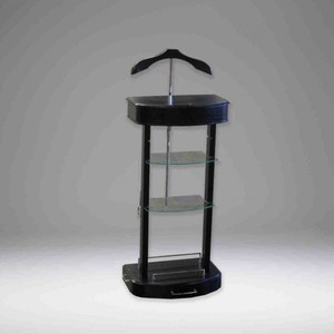 4250828335792 - Designer Luxus Garderoben StÃ¤nder mit Spiegel und Regalen Schwarz - Dressboy - KleiderstÃ¤nder AnzugstÃ¤nder - Barock Empire Art Deco Jugendstil Biedermeier