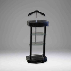 4250828335792 - Designer Luxus Garderoben StÃ¤nder mit Spiegel und Regalen Schwarz - Dressboy - KleiderstÃ¤nder AnzugstÃ¤nder - Barock Empire Art Deco Jugendstil Biedermeier