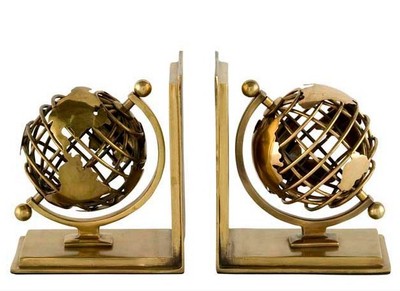 4250828335914 - Luxus BÃ¼cherstÃ¼tzen Globus Messing Finish Aluminium - BÃ¼cherstÃ¼tze - Book End - Luxus Kollektion - Art Deco