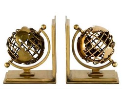 4250828335914 - Luxus BÃ¼cherstÃ¼tzen Globus Messing Finish Aluminium - BÃ¼cherstÃ¼tze - Book End - Luxus Kollektion - Art Deco