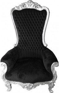 4250828338045 - Barock Thron Sessel Majestic Schwarz Silber - Riesensessel -Thron Stuhl Tron 4250828338045 - Barock Thron Sessel Majestic Schwarz Silber - Riesensessel -Thron Stuhl Tron