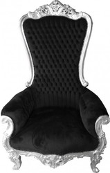 4250828338045 - Barock Thron Sessel Majestic Schwarz Silber - Riesensessel -Thron Stuhl Tron 4250828338045 - Barock Thron Sessel Majestic Schwarz Silber - Riesensessel -Thron Stuhl Tron