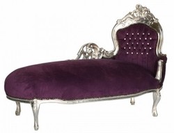 4250828340437 - Barock Chaiselongue King Lila   Silber mit Bling Bling Glitzersteinen MÃ¶bel